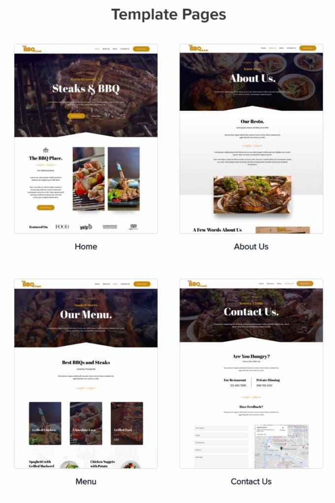 bbq restaurant theme template pages