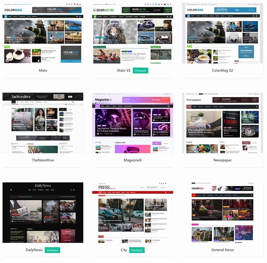 colormag site builder templates