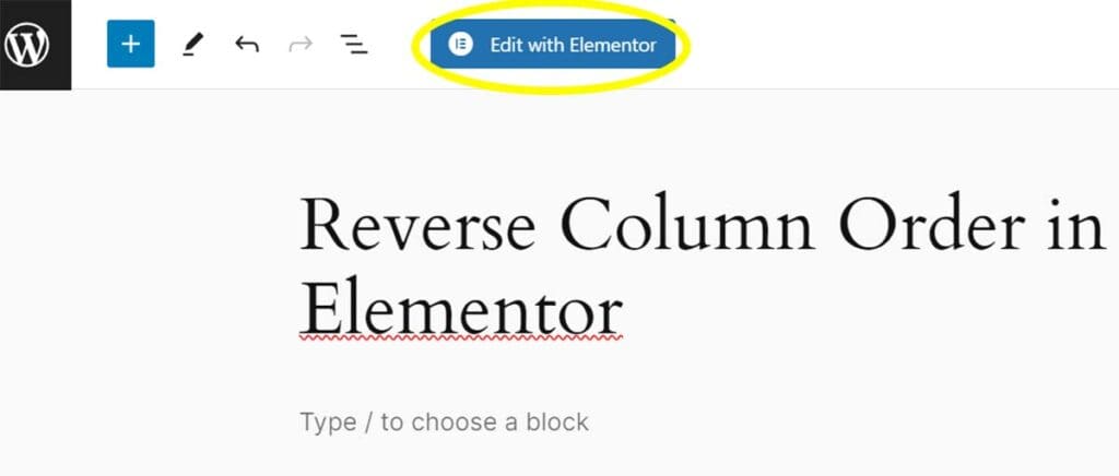 edit with elementor reverse column order