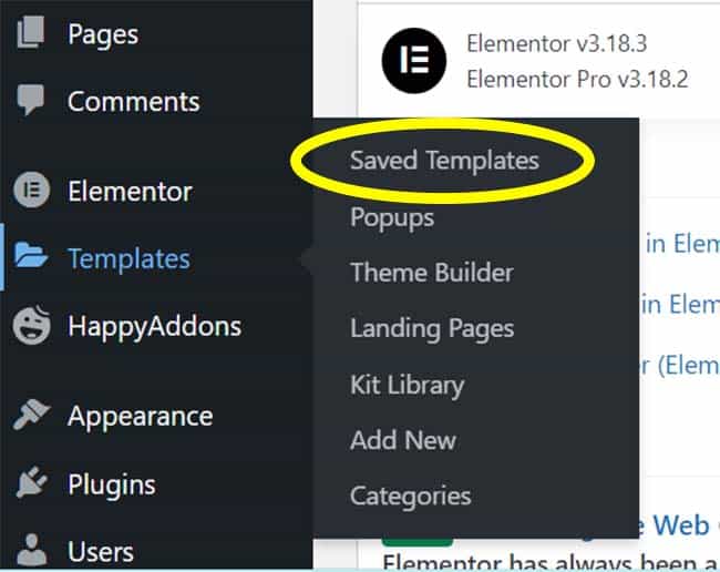 export saved templates elementor