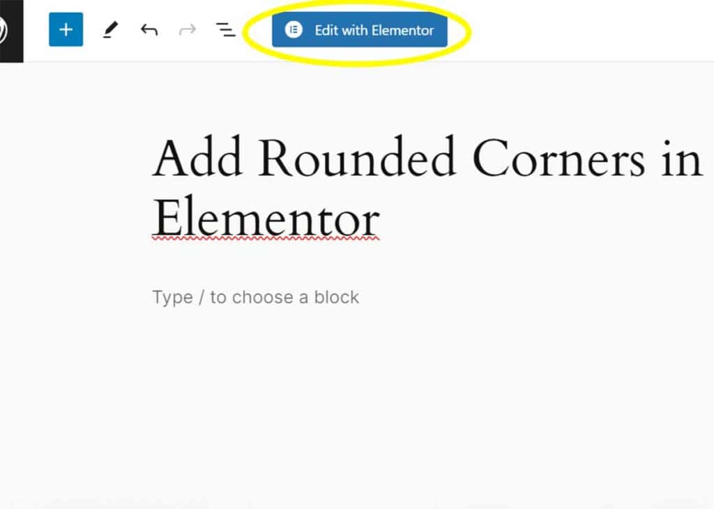 rounded corners edit with elementor