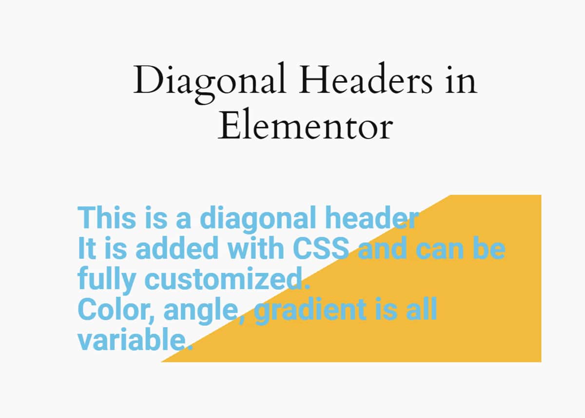 Create Diagonal Headers in Elementor