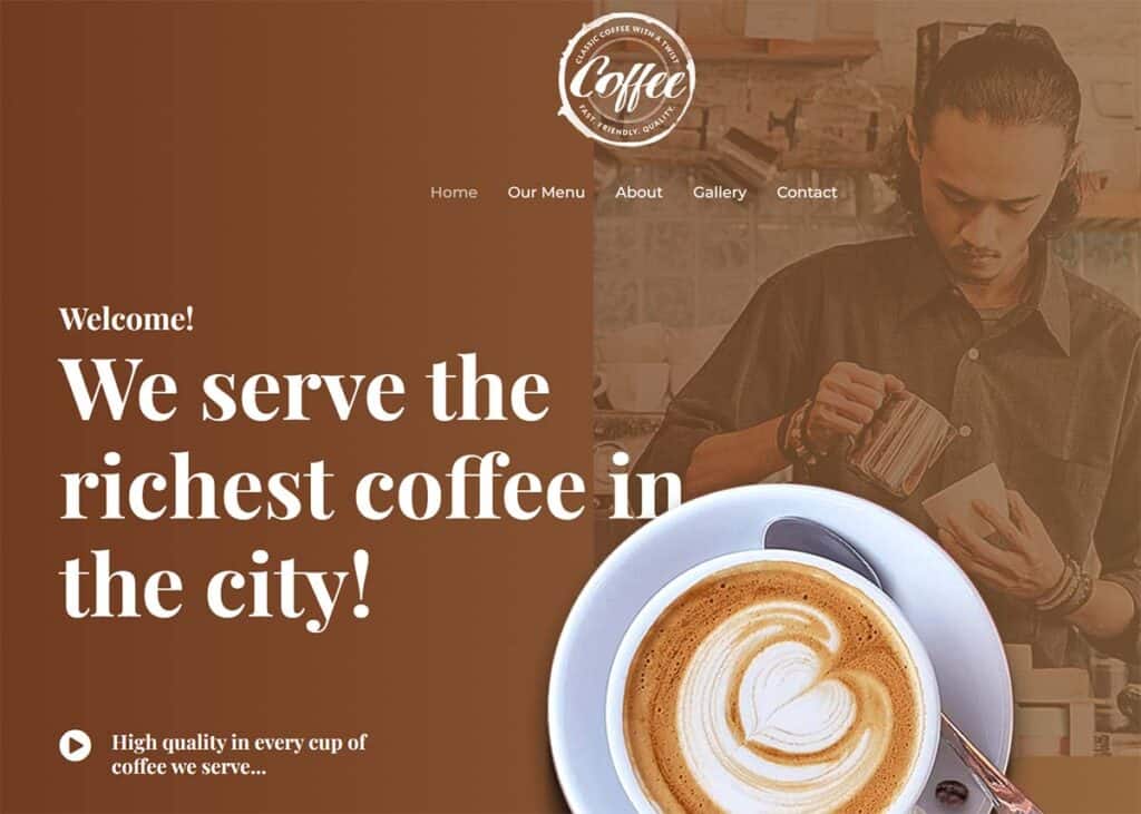 barista coffee shop site template
