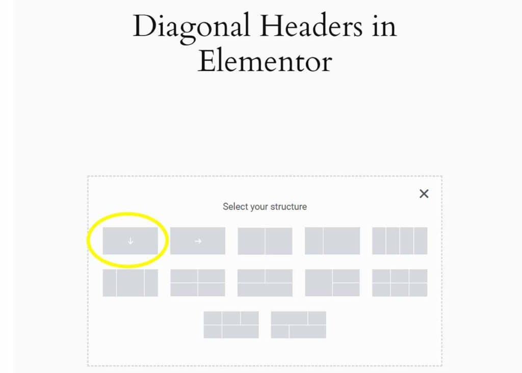 create diagonal headers in elementor step 1